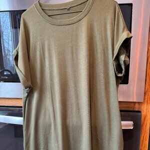 HOTOUCH Summer Shirt Dress Short Sleeve Green L